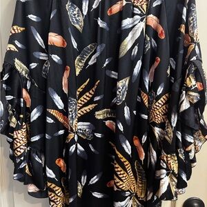 Ivy jane Boho Black Feather Print Kimono